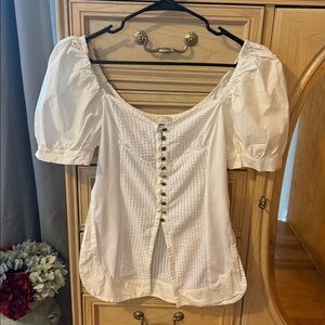 Anthropologie Maeve Puff Sleeve Sweetheart Top